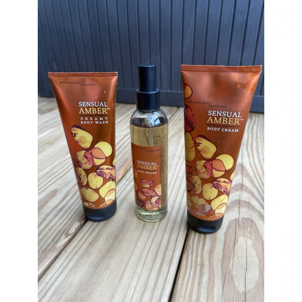 Sensual Amber Bath & Body Works Lot Creamy Body Wash, Body Cream, Body Splash
